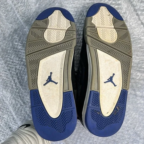 Men's Nike Air Jordan Retro 4 'Motorsport Alternate' 308497-006 Black Blue Sz 10 - Picture 9 of 12